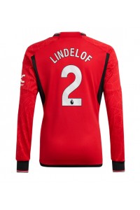 Manchester United Victor Lindelof #2 Jalkapallovaatteet Kotipaita 2023-24 Pitkähihainen
